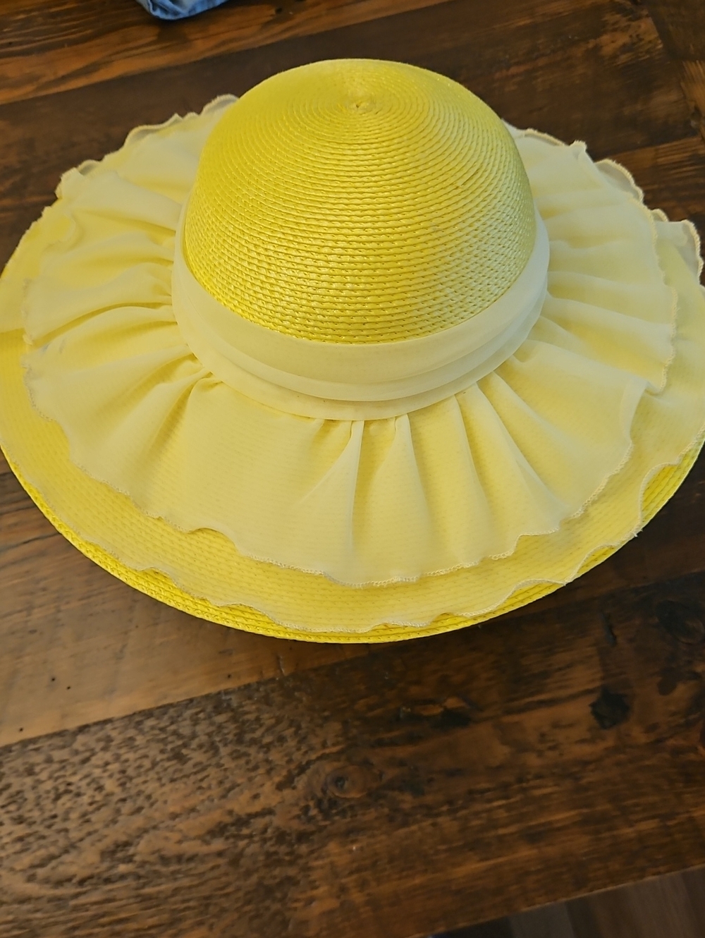 Vintage Sylvia New York Bright Yellow Wide Brim Hat